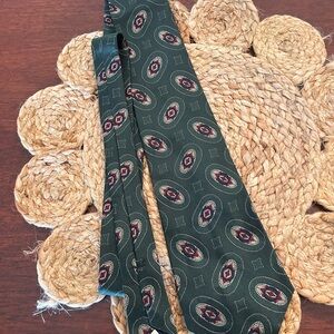 Polo by Ralph Lauren Green Medallion Silk Tie with Burgundy Accents